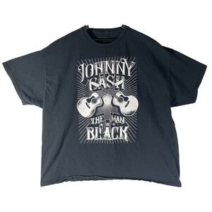 Johnny Cash The Man In Black Graphic T-Shirt Mens 3XL Black Cotton Country Rock